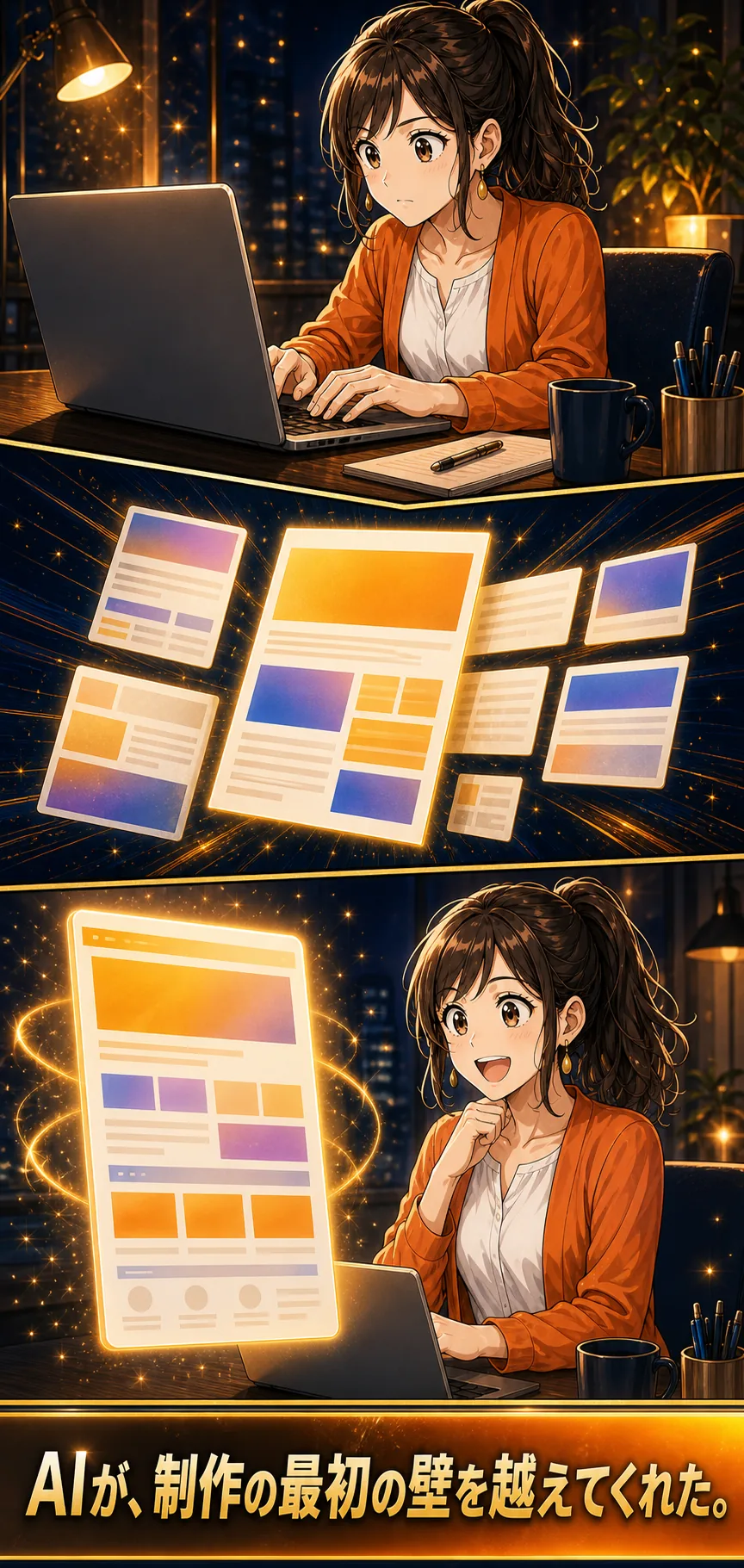 AIで制作の最初の壁を越える3コマ漫画